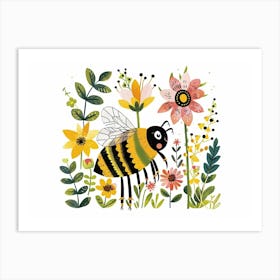 Little Floral Honey Bee 1 Art Print