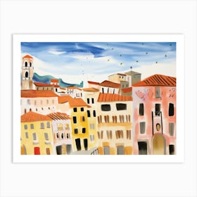 Piacenza Italy Cute Watercolour Illustration 2 Art Print