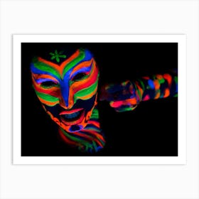 Woman With Make Up Art Of Glowing Uv Fluorescent Powder 10 Art Print