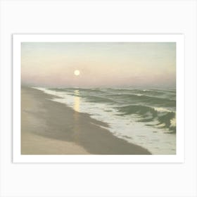 Vintage Painting Moonlight On The Beach Art Print