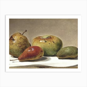 Four Pears On A Table Art Print