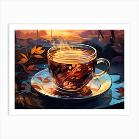 Tea Cup At Sunset Art Print