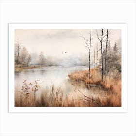 A Painting Of A Lake In Autumn 22 Art Print