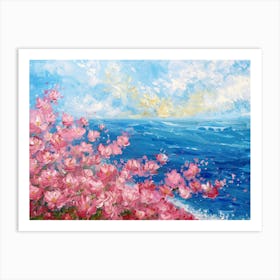 Pink Blossoms By The Sea Art Print