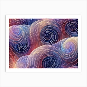 An Abstract, Swirling Pattern With Multiple Colorful Spirals On A Dark Background Art Print