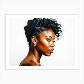 Side Profile Of Beautiful Woman Oil Painting 106 Art Print