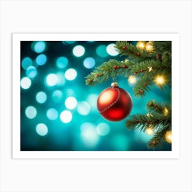 Christmas Tree Ball Background Holiday Merry Celebration Pine Ornament Glow Happy Design (19) Art Print