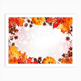 Autumn Leaves Radiate Vibrant Red Orange And Yellow Hues Clustered Together Embraced By A Decora (3) Art Print