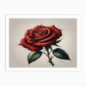 Red Rose Tattoo Art Print