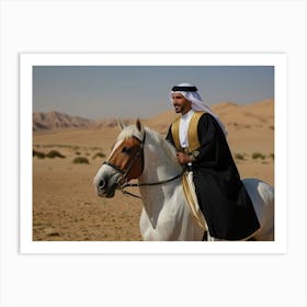 Man On Horseback In Desert Art Print