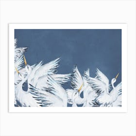 White Cranes 1 Art Print