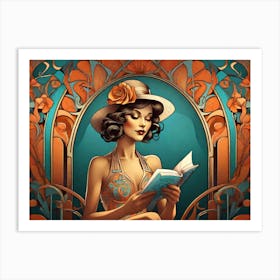 Deco Woman in a Hat Art Print
