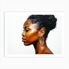 Side Profile Of Beautiful Woman Oil Painting 182 Art Print