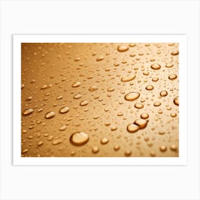 Close Up Shot Of Water Droplets On A Golden Surface Art Print