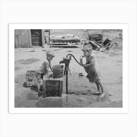 Children Of Mays Avenue Camp Pumping Water From Thirty Foot Well Which Supplies About A Dozen Families Art Print