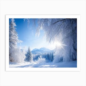 An Abstract Winter Landscape Under A Bright Sunny Sky Freshly Fallen Snow Draping White Iced Trees (6) Art Print