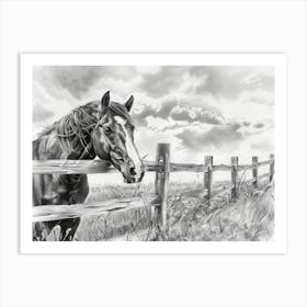 Horse On A Fence Art Print