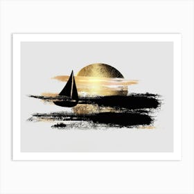 Sailboat At Sunset 35 Art Print