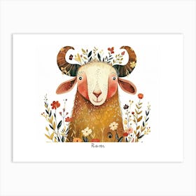 Little Floral Ram 2 Poster Art Print