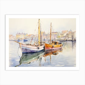 Two Boats In The Harbor Art Print