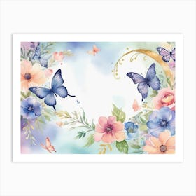 Butterflies And Flowers 1 Art Print