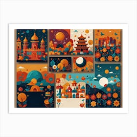 Set Of Postcards Art Print