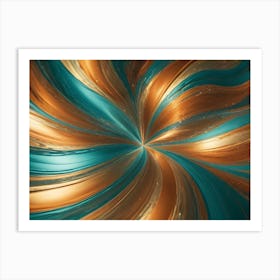 Abstract Swirling Pattern With A Hypnotic Effect, Featuring Teal And Gold Colors Art Print