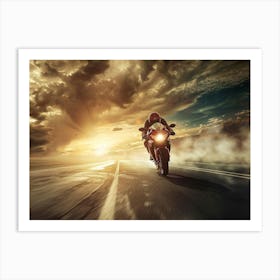 Motorcycle Rider On The Road 2 Art Print