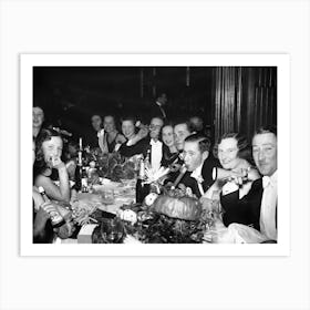 New Year's Eve Party, Black and White Old Photo, Vintage Bar Decor Art Print