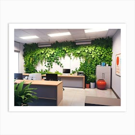 Green Office Wall Art Print