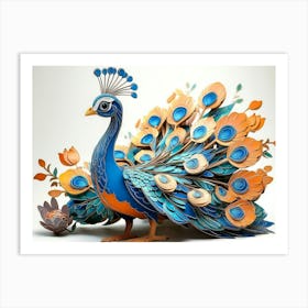 3d Carton Peacock 2 Art Print