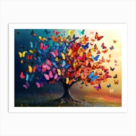 Background Of The Fantastic Butterfly Tree 2 Art Print