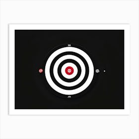 A White Logotype Centered On A Black Dartboard Depicting A Game Of Bullseye Symbolizing Achievement Art Print