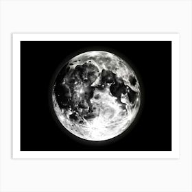 Full Moon On Black Background Art Print