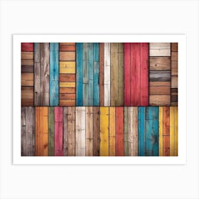 Colorful wood plank texture background 9 Art Print