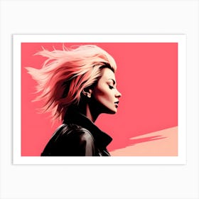 Punk Girl With Pink Hair Art Print