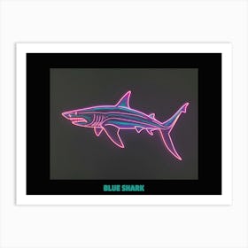 Neon Pastel Pink Blue Shark 7 Poster Art Print