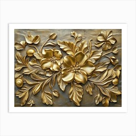 Gold Floral Painting Art Print