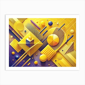 Abstract Geometric Pattern With Yellow And Blue Colors Art Print