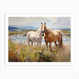 Horses Painting In County Kerry, Ireland, Landscape 4 Art Print