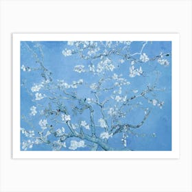 Vincent Van Gogh "Almond Blossom" 1890 in HD Textured Oil Painting | Powder Blue Cherry Blossoms Pattern Art Print