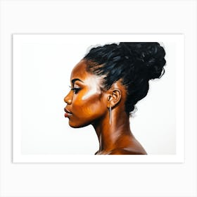 Side Profile Of Beautiful Woman Oil Painting 140 Art Print