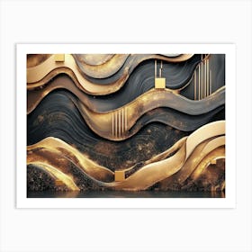 Abstract Gold And Black Wall Art Art Print