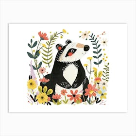 Little Floral Badger 4 Art Print