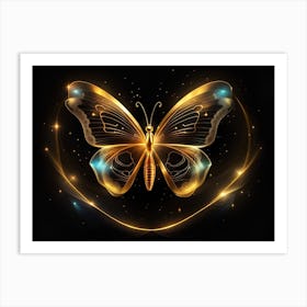 Golden Butterfly 26 Art Print