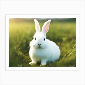 White Rabbit In Grass 1 Art Print