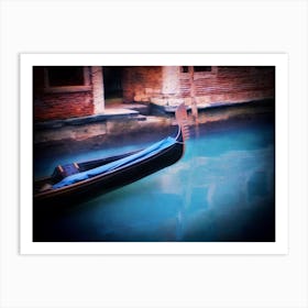 Gliding Gondola On Venetian Canal Art Print