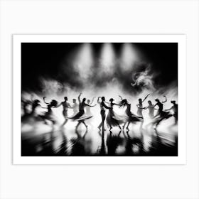 Silhouette Of Dancers Art Print