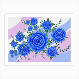 Blooming Blues - Modern Retro Inspired Modern Vibrant Floral Spiral Art Print