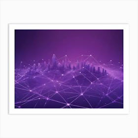 A Stylized, Futuristic Cityscape Rendered In A Vibrant Purple Hue, With Glowing Lines Connecting Buildings And Forming A Web Like Network 3 Art Print